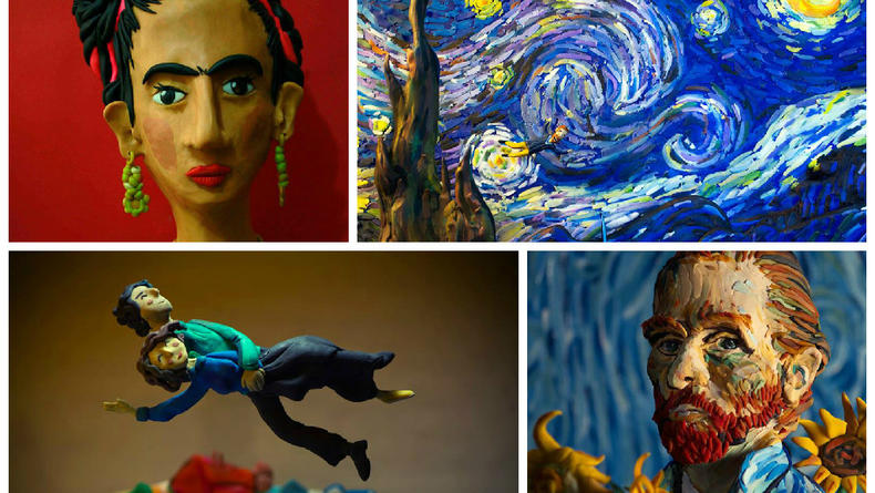 Мини-шедевры: Ван Гог и Фрида Кало из пластилина