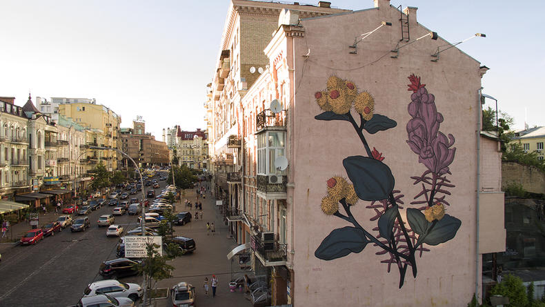 Аргентинский художник нарисовал в Киеве мурал Два крестьянина