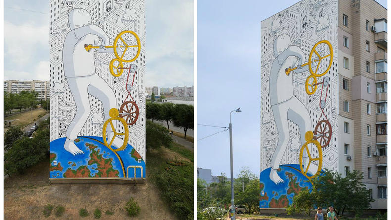 В Киеве нарисовали новый мурал, посвященный любви