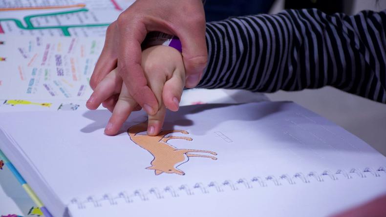Детишек учат шрифту Брайля в Барбукане