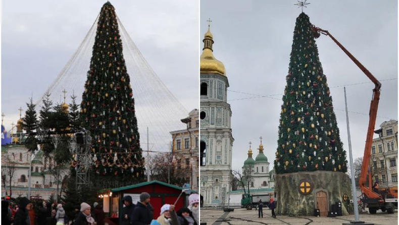 Главная елка страны в Киеве утратила часть одеяния