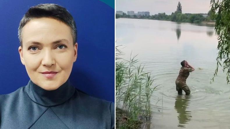 Савченко в камуфляже запустила венок на Ивана Купала