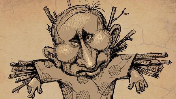 Теперішній російський президент часто з'являється на карикатурах Юрія Журавля Теперішній російський президент часто з'являється на карикатурах Юрія Журавля