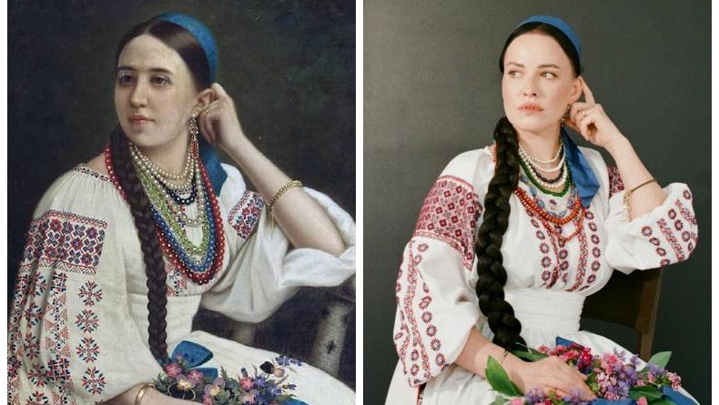 Астафьева снялась в образе героини картины, которую россияне украли в Херсоне