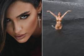 Тринчер в мехе и купальниках устроила соблазнительные изгибы на Бали